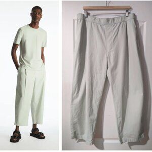 New! COS | Men's Wide-Leg Elasticated Trousers In Light Green